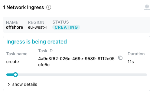 The Ingress displayed on the Cluster dialog