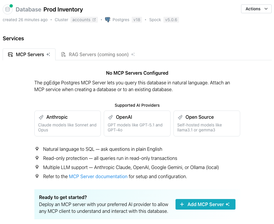 The Services dialog